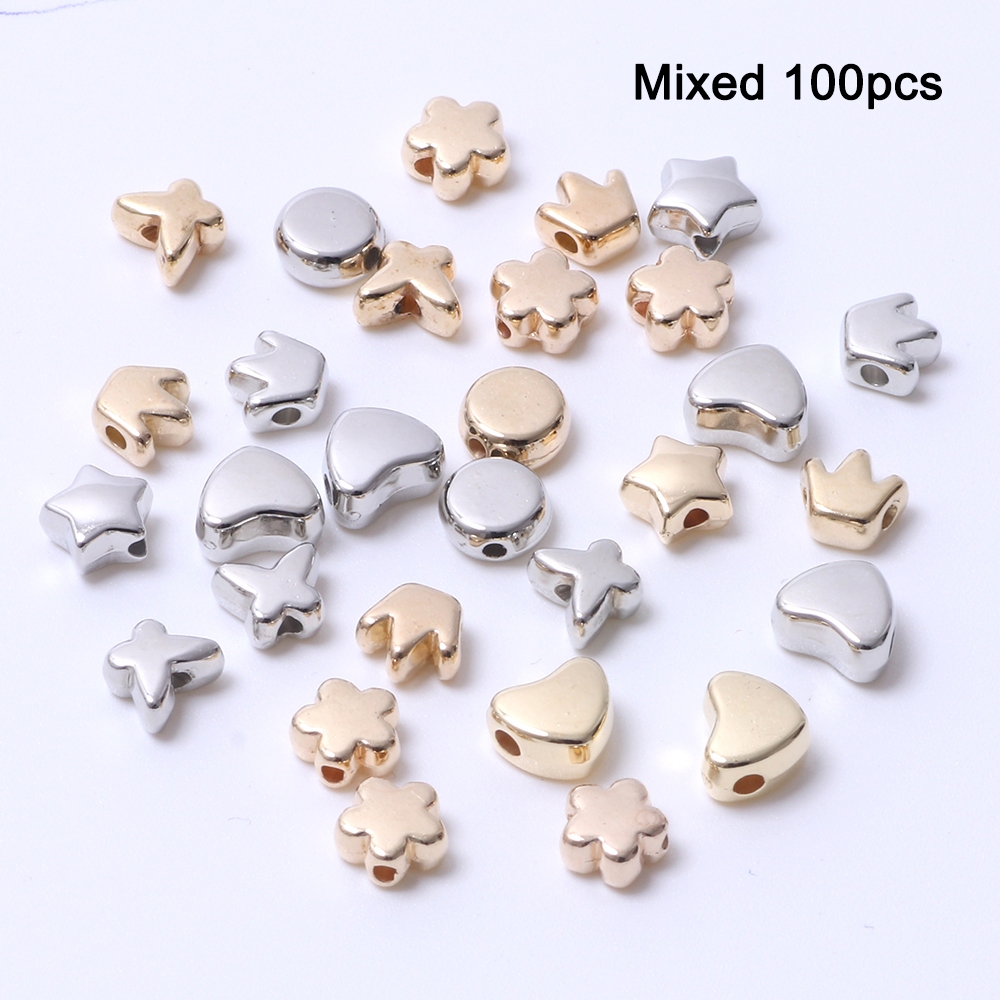 100pcs Forma De Flor De Coração CCB Contas Crown Star Charm Beads Espaçador De Acrílicas Para A Fabricação De Jóias De