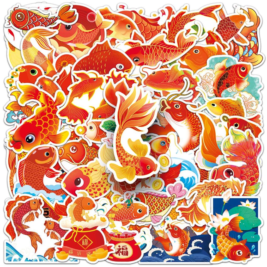 50/10Piece Funny Chinese Koi Red Fish Sticker À Prova D'água Para Telefones Skateboard Criativo Graffiti Car Motor Stickers