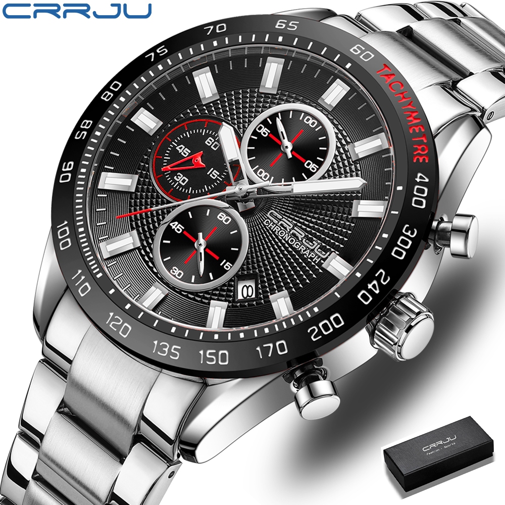 CRRJU Relógio Masculino Novo Cronógrafo Multifuncional Desenho Luminoso De Mão De Aço Inoxidável Casual Quartzo À Prova D'água 2306 S em Oferta na Shopee