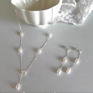 Colar De Pérolas De Água Doce Natural Com Corrente De Pescoço Em Y
