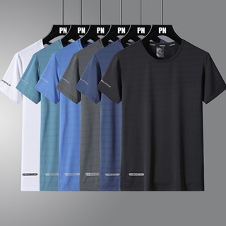 【 Fast Delivery 】 Plus Tamanho (M-8XL) Camiseta Masculina De Manga Curta Crewneck Sólido Cor Seda Solta Tecido De Cinco Minutos Meia