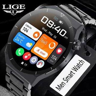 LIGE relógio inteligente masculino amoled 390*390 tela hd frequência cardíaca chamada ip68 à prova dwaterproof água smartwatch para android e ios