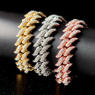 Hip Hop Corrente Cravejada Colar Cubano Pulseira De 16mm Acessórios De Moda Masculina