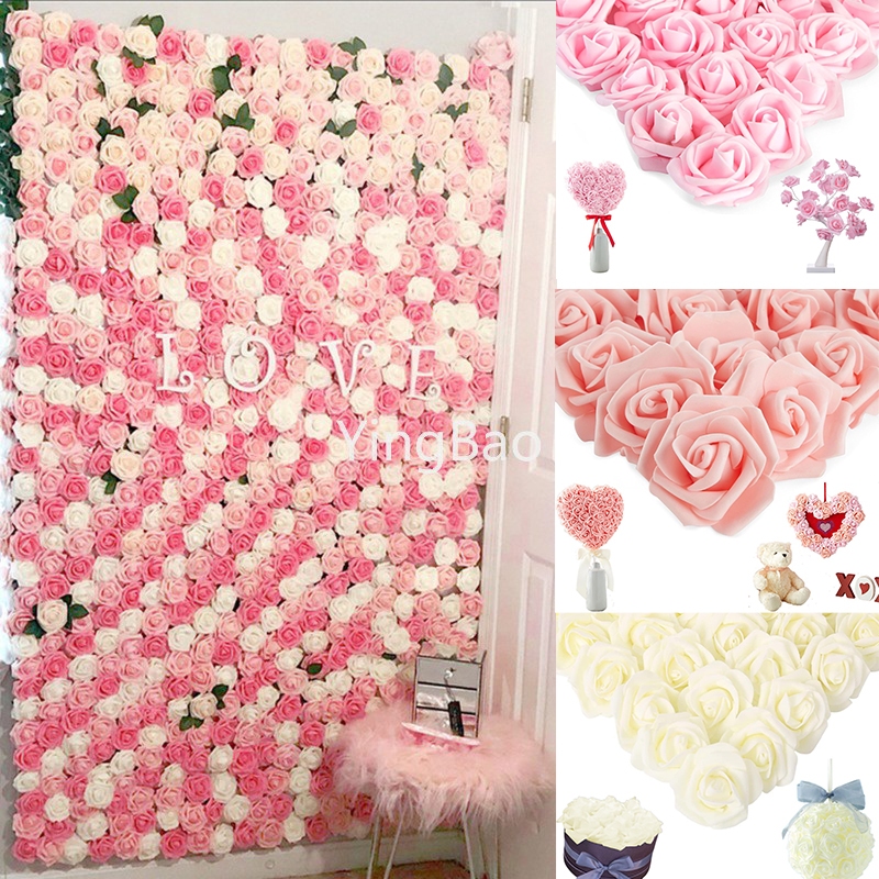 20/50/100 Unidades De Cabeças De Flores De Rosa Artificiais , Rosas Falsas De Espuma Branca Marfim De Aparência Real Para Casamento DIY , Chá De Bebê , Arranjos De Peças Centrais , Mesas De Festa , Decorações Casa