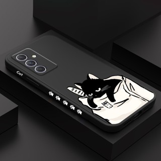 Capa Para Telefone De Pão De Gato Samsung Galaxy A54 A34 A24 A14 A04 A04S A04E 4G 5G Padrão Lateral De Silicone Líquido