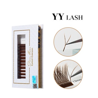 DeceMars Brown YY Shape Eyelashes Extensões De Cílios Duas Pontas C/D Curl 12 Linhas em Oferta na Shopee