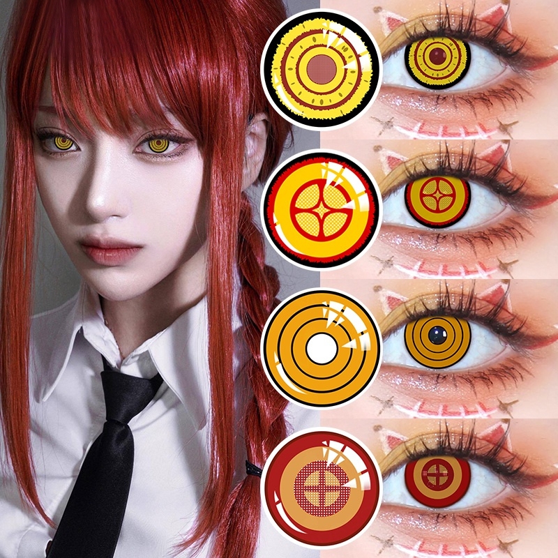 UYAAI 2 Pçs/Par De Lentes De Contato Annual 14.0/14.5mm Para Uso Maquiagem De Olhos (Denji/Makima/Power/Reze/Aki)
