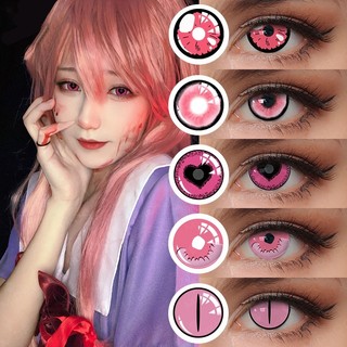UYAAI 1 Par 14,2/14,5mm Rosa Lente De Contato Anual Anime Cosplay Olhos De Lentes Macias Coloridas em Oferta na Shopee