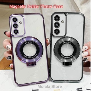 Caixa De Telefone Samsung A14 A24 A34 A54 A04s A04 A04E Tampa Macia Transparente Suporte Magnético À Prova De Choque