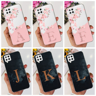 Samsung Galaxy A22 4G Linda Flor De Névoa Carta Inicial Invólucro Do Telefone A22 SM-A225F A225M Estojo De Silicone Macio TPU