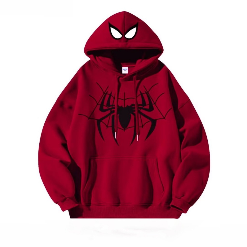 [Envio Rápido] Capuz Aranha Bordado Com Zíper Branco Esportivo De Manga Longa Moda Casal De