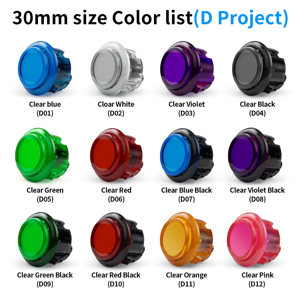 QANBA Gravidade KS Botões Mecânicos Arcade Eixos Silent Pushbutton 30mm 24mm Botão Snap-In