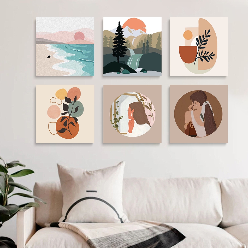 RUOPOTY 20x20cm Imagem Por Números Com Moldura Desenho De Personagens Paisagísticos Cartoon Pintura Para Decoração De Casa em Oferta na Shopee