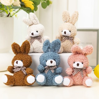 TIMEKEY 15CM Coelho De Pelúcia Com Arco De Fita Coelhos Siamês Brinquedos Porta-Chaves Pingente Presentes Para Crianças Infantis