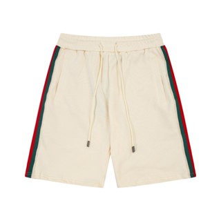 Calção de alta qualidade clássico de costura de fita vermelha verde de alta densidade Bordado de alta densidade Logotipo de carta dupla G Calça Casual fashion