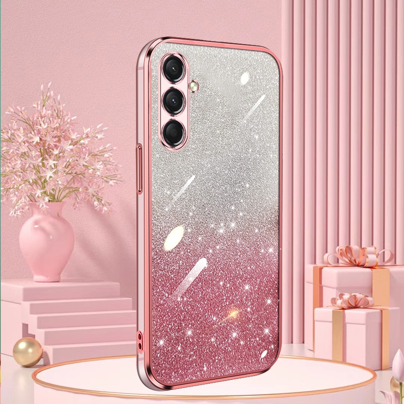 Caixa Macia Para Samsung Galaxy A14 A24 A34 A54 A04S A04 A04E Capa Protetora De Silicone Transparente Telefone Com Gradiente Brilhante