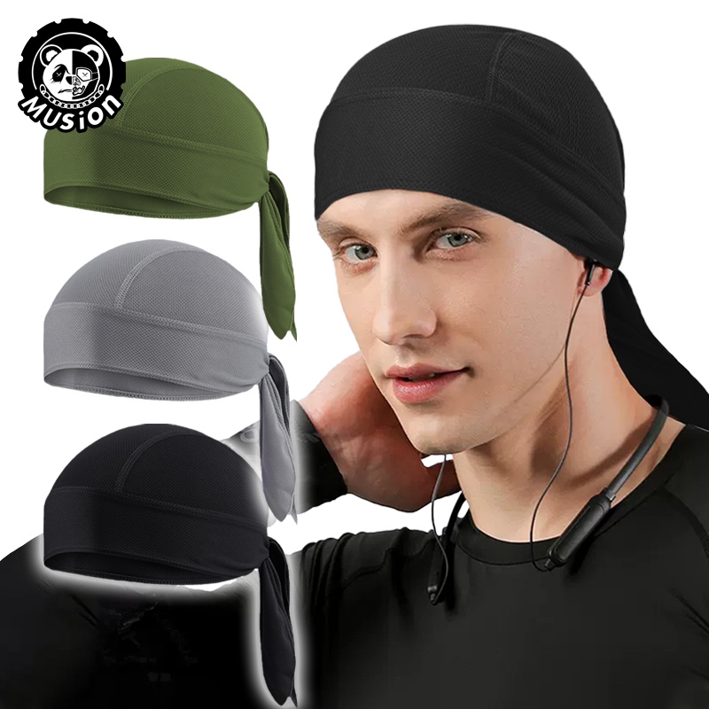 Musion Bandana Masculina de Ciclismo Durag Lenço Respirável e Elástico Touca de Pirata Wicking para Homens, Ciclismo e Motociclismo ao Ar Livre