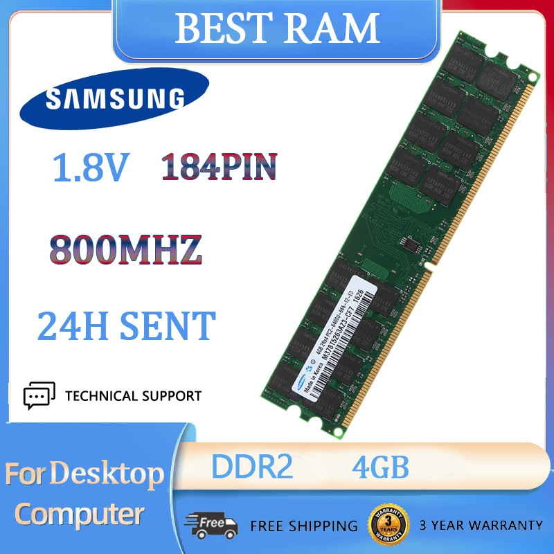 [Estoque Pronto] Samsung 4GB DDR2 800MHz PC2 6400U 240PIN DIMM Memória De Mesa Para CPU AMD