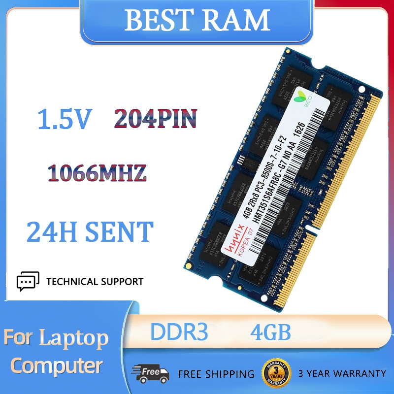 Para Hynix 4GB 8500s DDR3 1066mhz 2rx8 204pin Sofim Intel Laptop Memória Ram