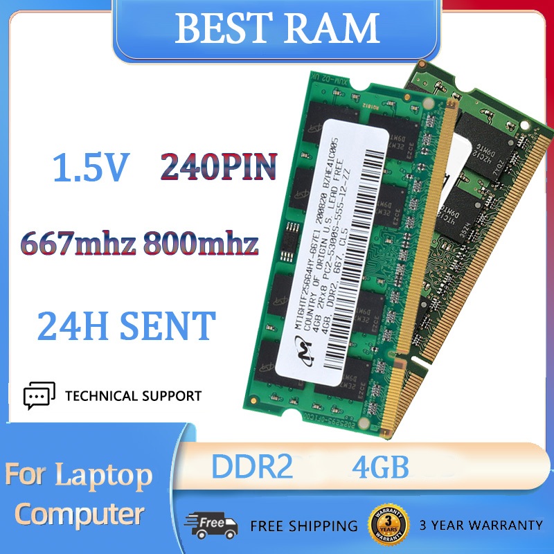 Ram Micron 4gb 2rx8 Pc2 5300s 6400s Ddr2 667mhz 800mhz So-Mim Notebook Ram