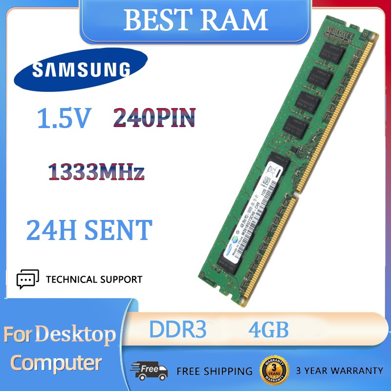 SAMSUNG 4GB DDR3 RAM 1333MHz PC3 2RX8 10600E 240PIN DIMM Para Memória RAM De Mesa ECC