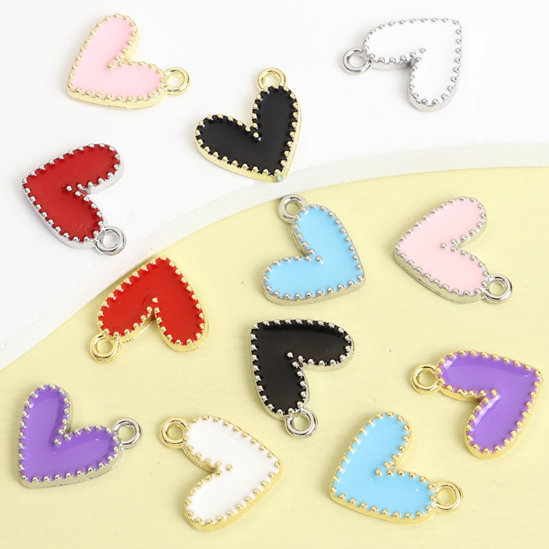 15pcs INS Estilo Esmalte De Coração Fofo Óleo De Gotejamento Para Jóias De Casal Fazendo Brincos Da Tendência