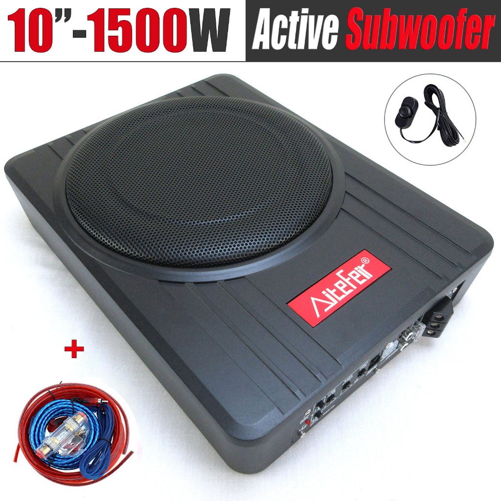 Subwoofer De Reforço De Graves De 10 Polegadas E 1500 W Com Amplificador De Potência Integrado Para Áudio De Carro