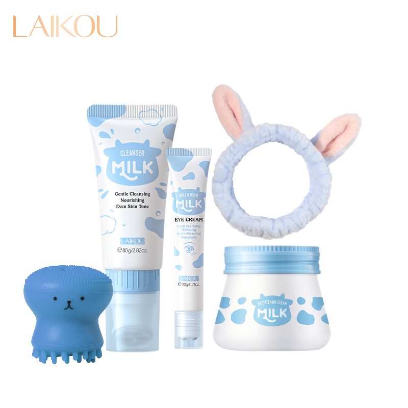 LAIKOU Conjunto De Cuidados Com A Pele De Limpeza De Leite Hidratante Nutritivo 