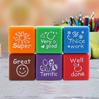 6Pcs Crianças Toy Cartoon stamper Professor De Brinquedos Louvor Recompensa Smile Kids Seal For Scrapbooking DIY stamper em Oferta na Shopee