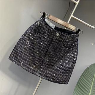 Novo Estilo Pra * * * Saia de ganga de diamante quente