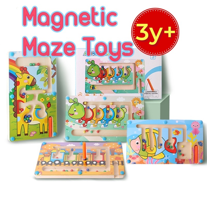 Brinquedos Magnéticos De Madeira Para Crianças 3 + , Puzzle Interativo Animal Game Boards Montessori Labirinto STEM Atividade Infantil Fine Motor Skill Deve