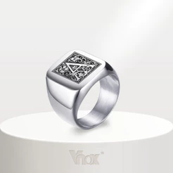 Vnox Carta Personalizada Anéis Vintage Punk Black Rock Para Homens Presente De Jóias De Festa anel masculino com
