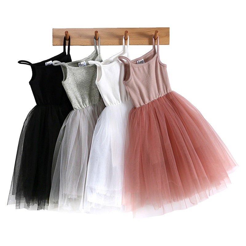 Vestido De Verão 0-7 Anos De Idade Menina Doce E Linda Correia Pendurada Renda Fofa Ballet Princesa Moda Infantil
