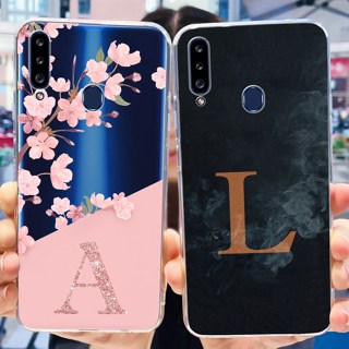 Para Samsung Galaxy A20s Caixa SM-A207F A207M Telefônica Cartas Populares Em Flor Capa Macia O Pára-Choques A20s