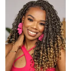 35cm Goddess Box Tranças Cabelo De Crochê Para Mulher Curto Pré-Laço Extremidades Encaracolados Boêmia Hippie Sintéticas Extensão De