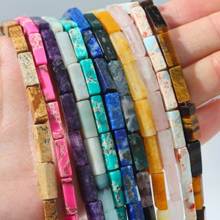 30pcs Natural Square Tube Beads Lapis Lazuli Ametista Cristal Amazonite Spacer Bead Para Jóias Fazendo Pulseira De Bricolagem