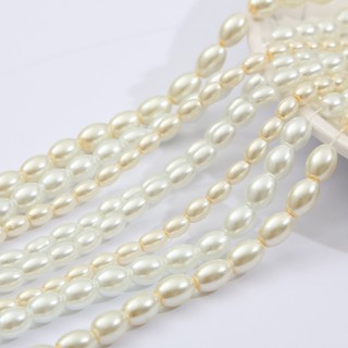 90-120Pcs/Lot 80cm/Strand Marfim Branco Forma Oval Vidro Imitação Pérolas De Para Brincos De Bricolage Pulseira