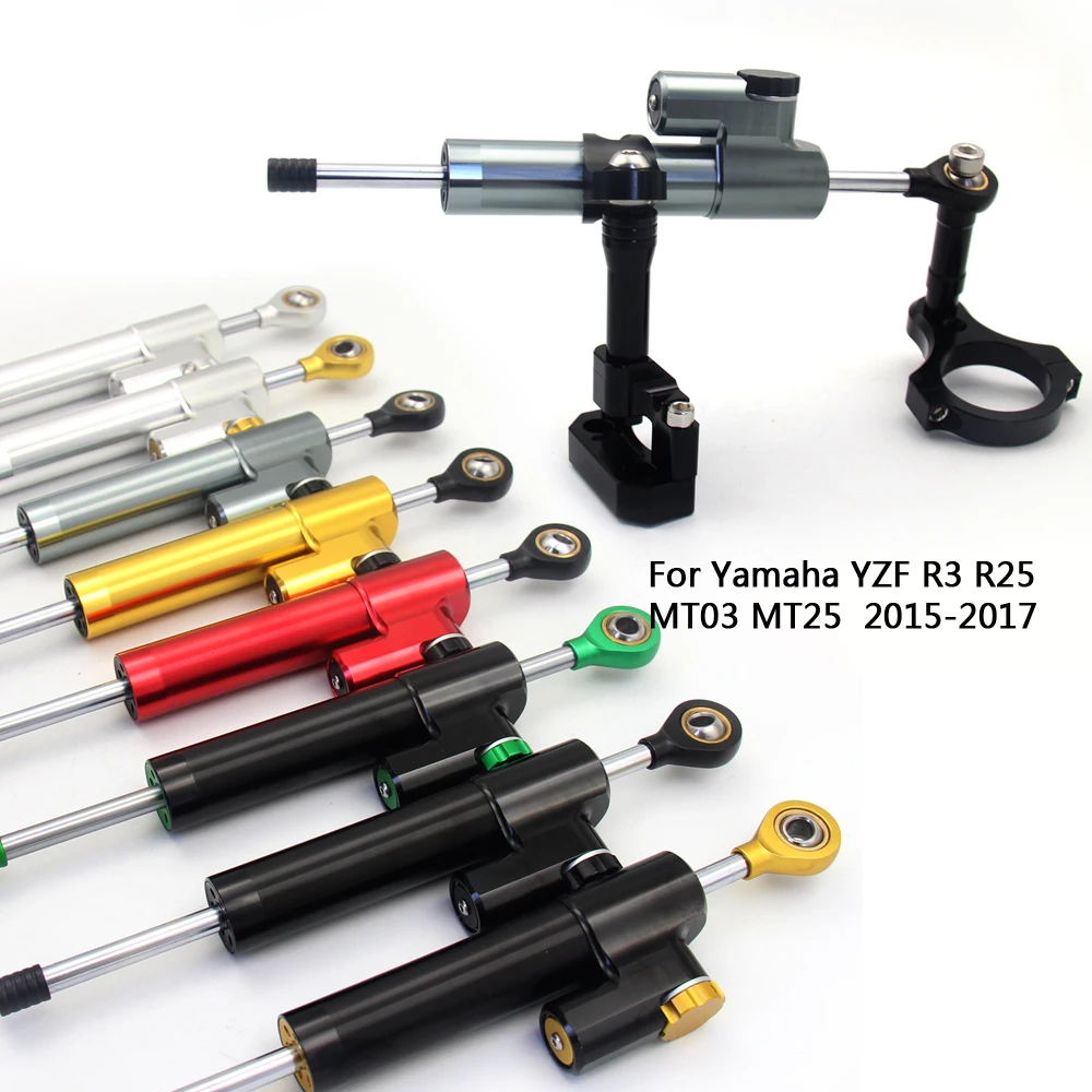 Estabilizador De Motocicleta CNC Kit De Suporte De Montagem Do Amortecedor De Direção Para Yamaha YZF R3 R25 MT03 MT25 2015 2016 2017