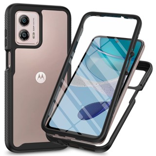 Moto G53 5G Phone Case , with Capa Protetora De Tela Embutida Crystal Clear Back Full-Body À Prova De Choque Pára-Choques De Borracha Para Motorola G13/G23 E13