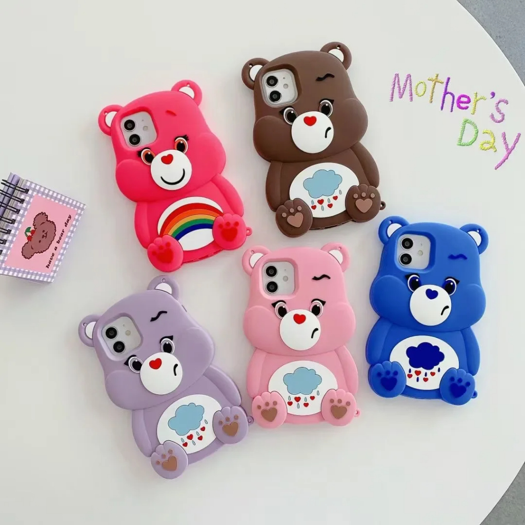 Cute Rainbow Bear Caráter Do Telefone Celular iPhone15 14 13 12 iPhone11 Pro Max 7 8 Plus Caixa De silicone Anti-Macia em Oferta na Shopee