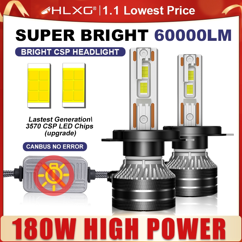 HLXG H11 Lâmpadas LED 180W 60000LM H4 H7 Canbus HB3 9006 HB4 9005 H1 H27 881 H8 H9 9012 Lâmpada De Nevoeiro Hir2 6000K Farol De Carro 12V