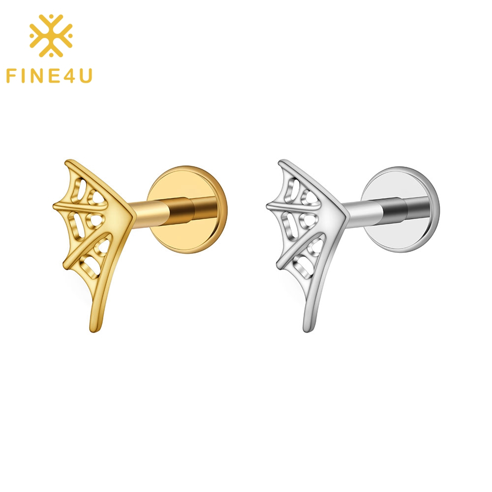 FINE4U Piercing Titânio Teia de Aranha PVD hipoalergênicas Para Oralha Helix Conch Tragus em Oferta na Shopee