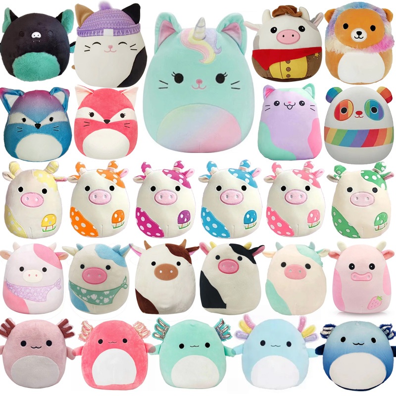 20cm Bonito Squishmallow Axolotl Vaca Stuffed Toys Ins Unicórnio Gato Plushie Boneca Squishmallows plush Toy Presente