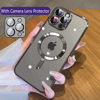 Capa Magnética De Luxo Para iPhone 15 14 13 12 11 Pro Max 14 15 Plus Com Protetor De Lente De Câmera