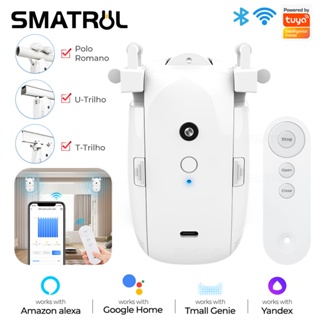 SMATRUL Tuya Motor De Cortina Inteligente Bt Chave De Controle De Voz Robô Elétrica Configuração Do Temporizador Aplicação Compatível Com Alexa Google Home For T-Rail/U Hot1 Tolo-7.3 em Oferta na Shopee