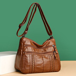 2024 Nova Bolsa Mensageiro Feminina Grande Capacidade De Couro Sintético Macio Casual