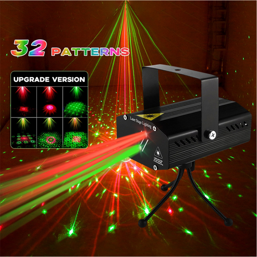 Mini Luz De Projetor Laser Para Festa-32 Padrões DJ Disco Strobe Com Fonte De Alimentação RGB Casamentos , KTV , Anivers em Oferta na Shopee
