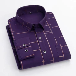 Camisa De Manga Comprida Coreana Masculina Casual Trabalho Camisas Formais Nova Estampada
