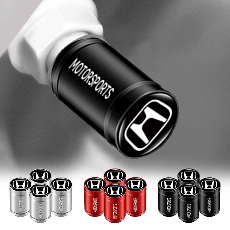 4pcs Sport Styling Car Tire Pneu Tampão De Ar Parafusado Logotipo Do Carro Cilíndrico Válvula Para Pneus Honda TYPER Civic XR-V HR