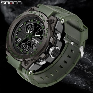 Relógio Militar SANDA Estilo G Relógios Esportivos Masculinos 50M À Prova D'água De Pulso De Quartzo LED Digital De Alarme Militares Homens 739